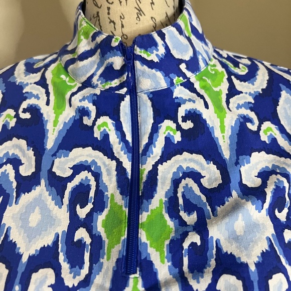 IBKUL Blue and Green Abstract Top - Picture 3 of 6